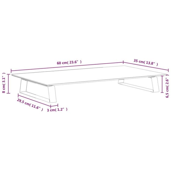 Monitor Stand Black 60x35x8 Cm Tempered Glass And Metal