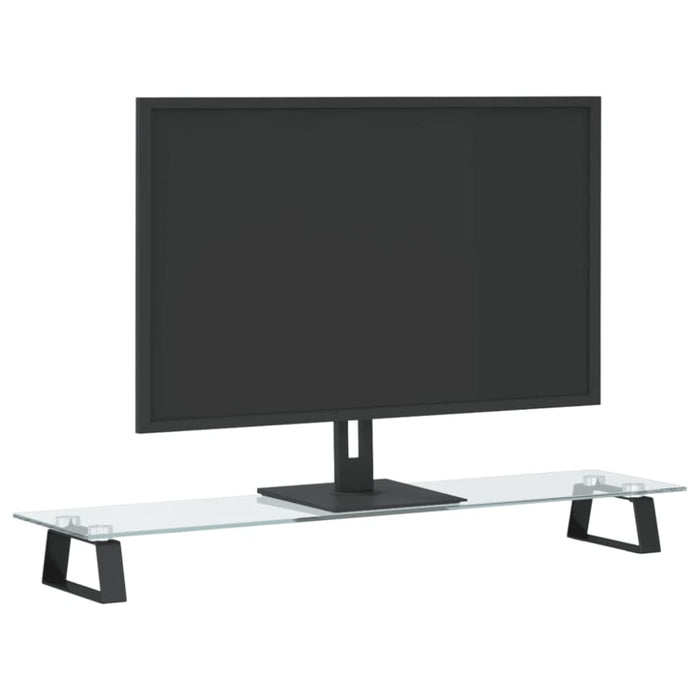 Monitor Stand Black 80x20x8 Cm Tempered Glass And Metal