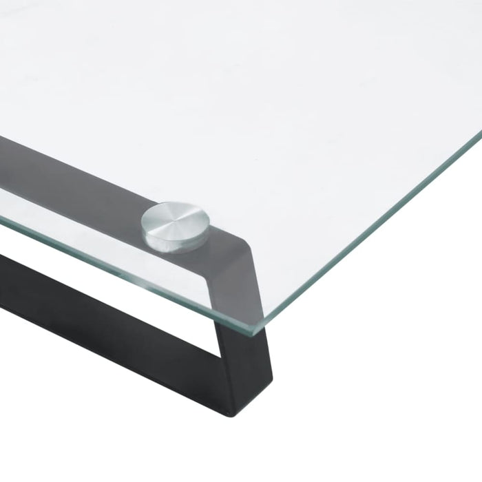 Monitor Stand Black 80x20x8 Cm Tempered Glass And Metal