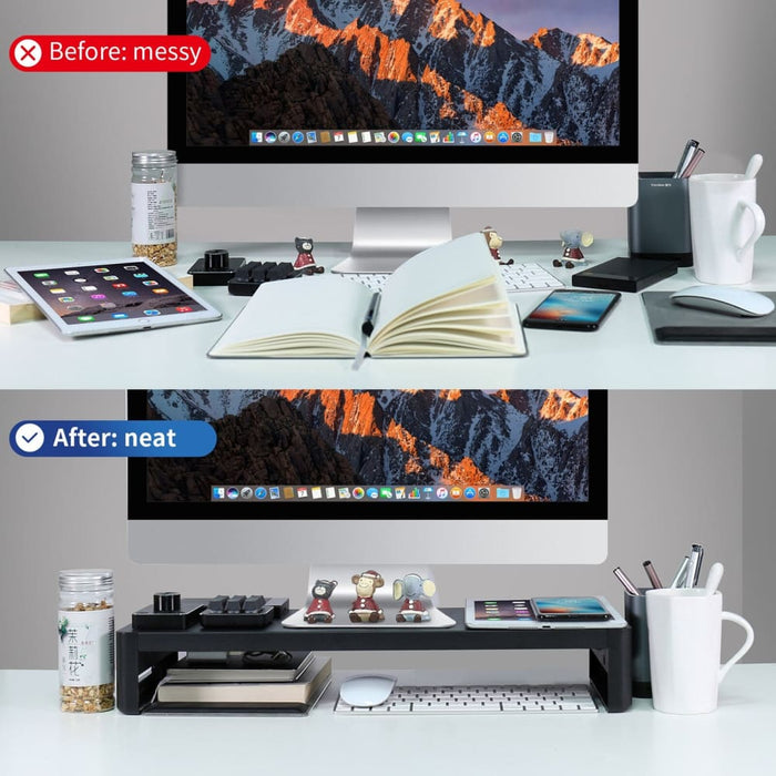 Monitor Stand Riser with Keyboard and Mouse Storage Desk