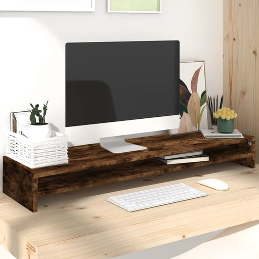 Monitor Stand Smoked Oak 100x24x13 Cm Engineered Wood Nopxko