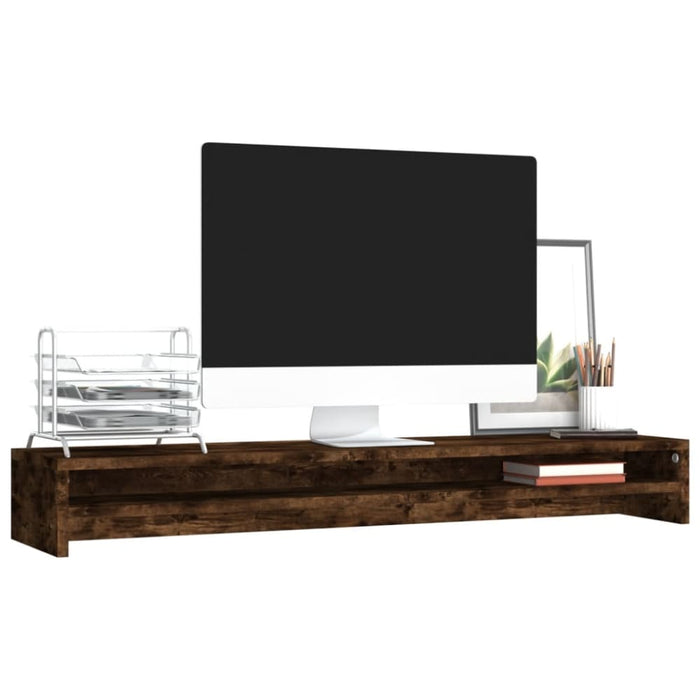 Monitor Stand Smoked Oak 100x24x13 Cm Engineered Wood Nopxko