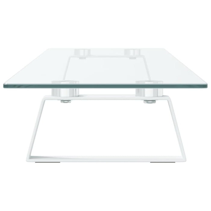 Monitor Stand White 100x20x8 Cm Tempered Glass And Metal