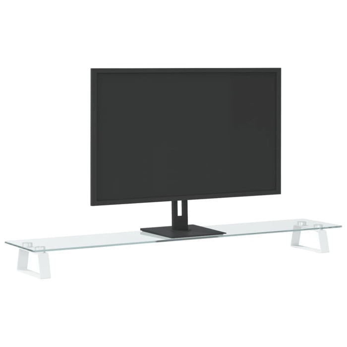 Monitor Stand White 100x20x8 Cm Tempered Glass And Metal