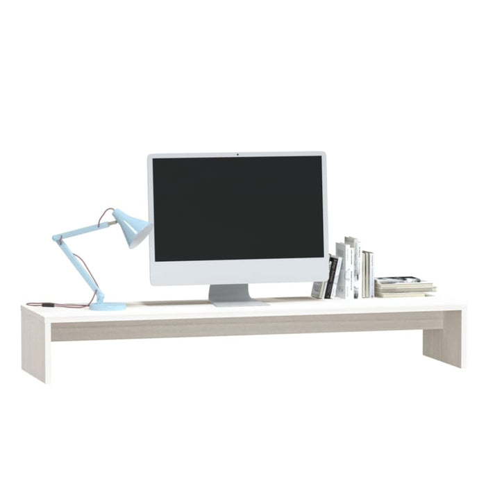Monitor Stand White 100x27x15 Cm Solid Wood Pine Notktb