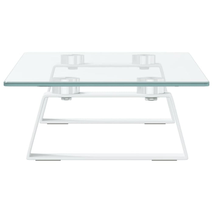 Monitor Stand White 40x20x8 Cm Tempered Glass and Metal