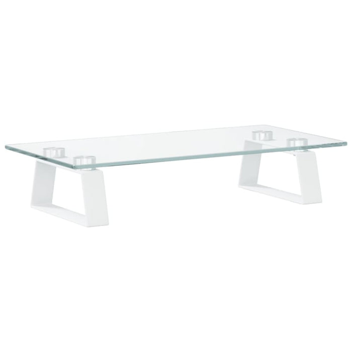 Monitor Stand White 40x20x8 Cm Tempered Glass and Metal