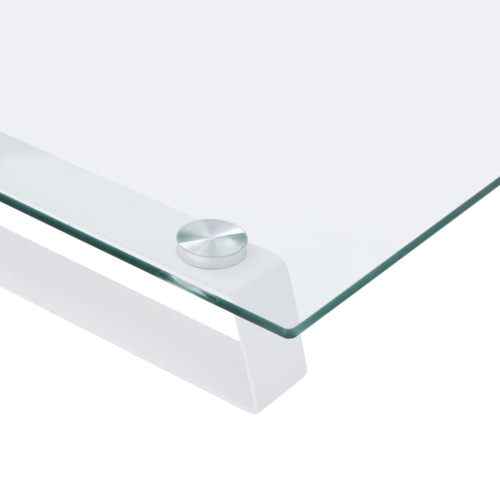 Monitor Stand White 40x20x8 Cm Tempered Glass and Metal