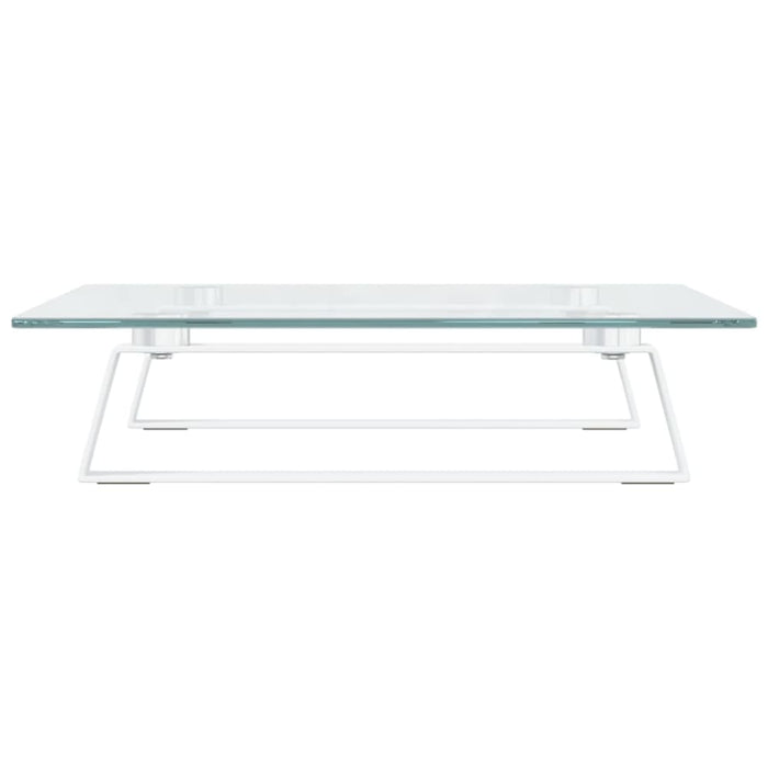 Monitor Stand White 40x35x8 Cm Tempered Glass and Metal