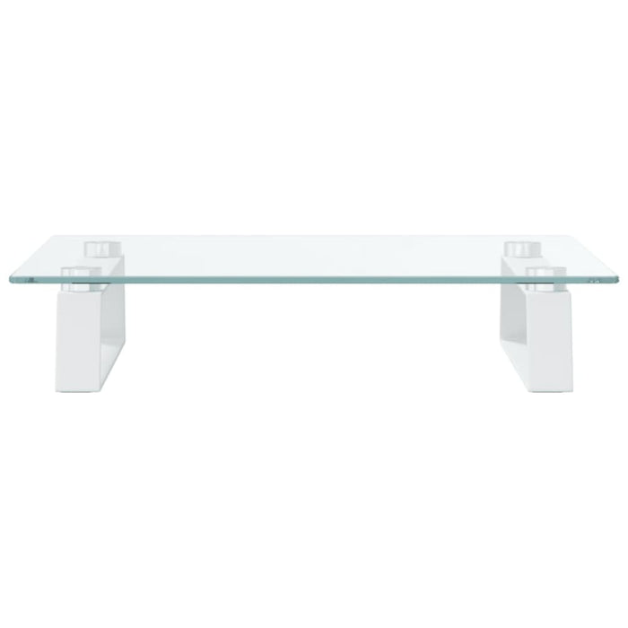 Monitor Stand White 40x35x8 Cm Tempered Glass and Metal