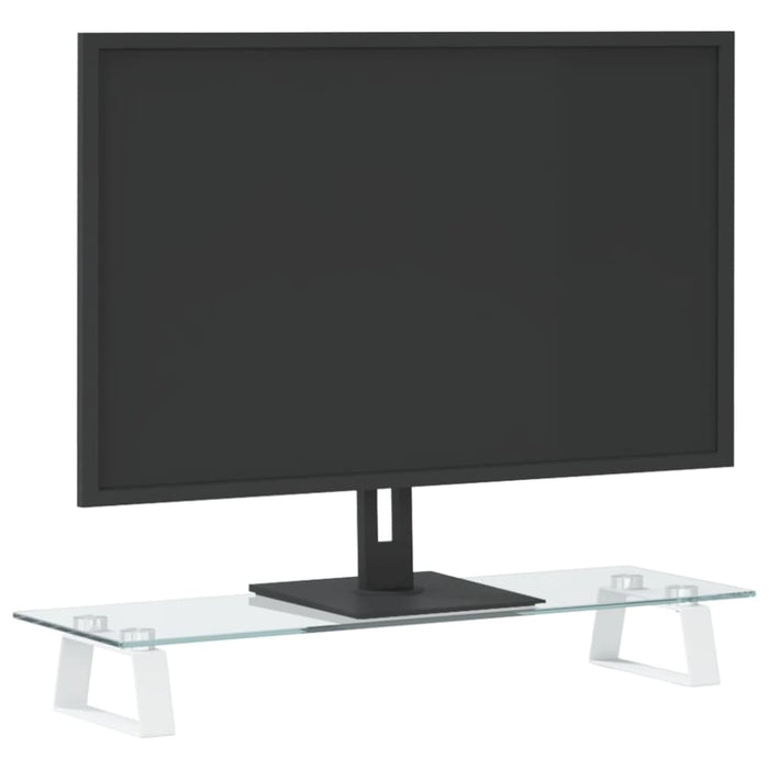 Monitor Stand White 60x20x8 Cm Tempered Glass And Metal