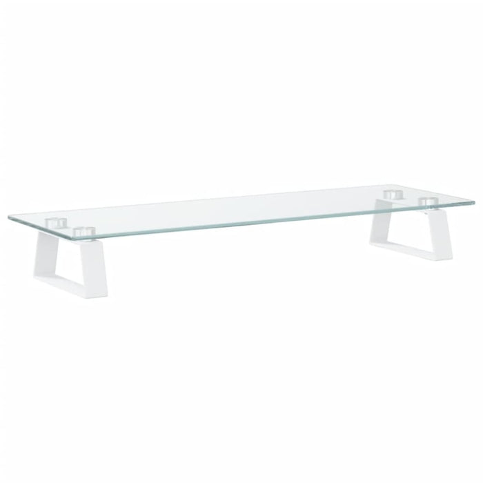 Monitor Stand White 60x20x8 Cm Tempered Glass And Metal