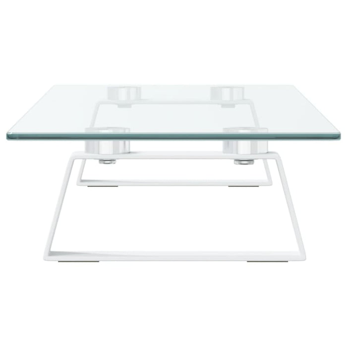 Monitor Stand White 60x20x8 Cm Tempered Glass And Metal
