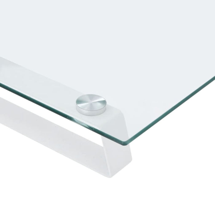 Monitor Stand White 60x20x8 Cm Tempered Glass And Metal