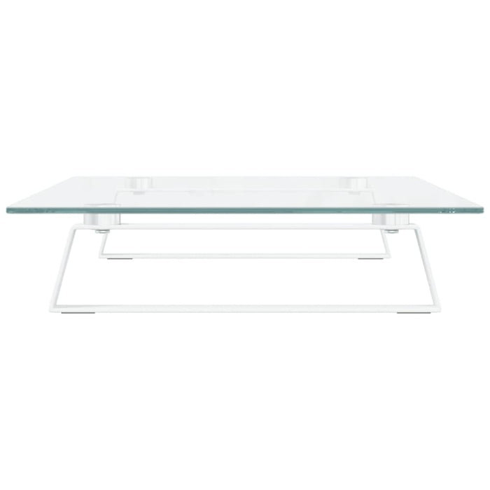 Monitor Stand White 60x35x8 Cm Tempered Glass And Metal