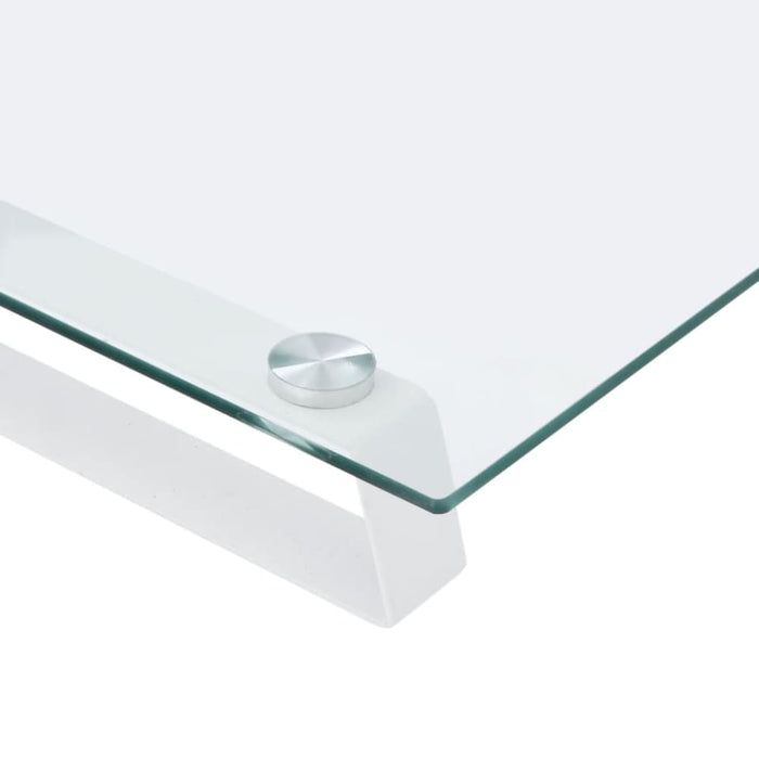 Monitor Stand White 60x35x8 Cm Tempered Glass And Metal
