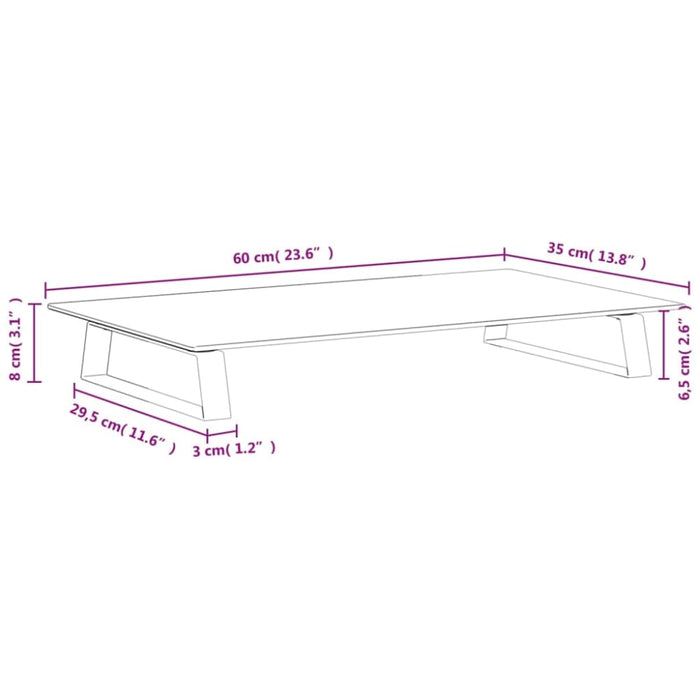 Monitor Stand White 60x35x8 Cm Tempered Glass And Metal