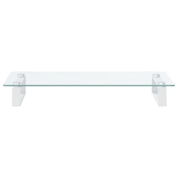 Monitor Stand White 60x35x8 Cm Tempered Glass And Metal