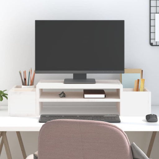 Monitor Stand White 70x27.5x15 Cm Solid Wood Pine Notklp