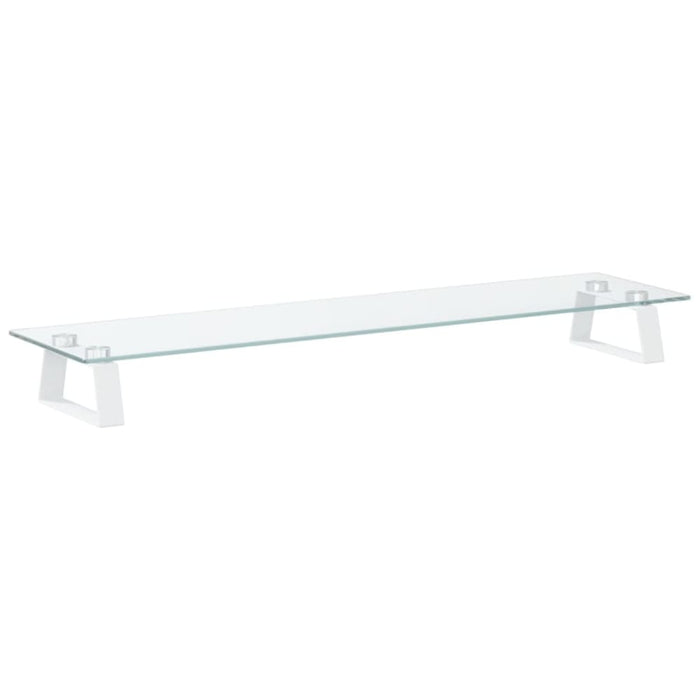 Monitor Stand White 80x20x8 Cm Tempered Glass And Metal