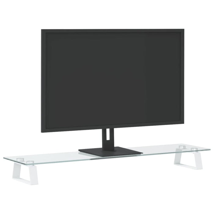 Monitor Stand White 80x20x8 Cm Tempered Glass And Metal