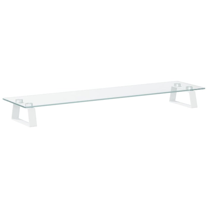 Monitor Stand White 80x20x8 Cm Tempered Glass And Metal
