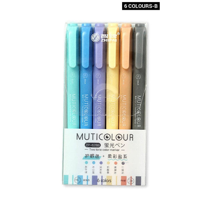 Morandi Retro Double Headed Highlighter Pen Set 6/24 Colours
