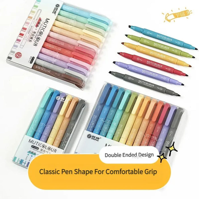 Morandi Retro Double Headed Highlighter Pen Set 6/24 Colours