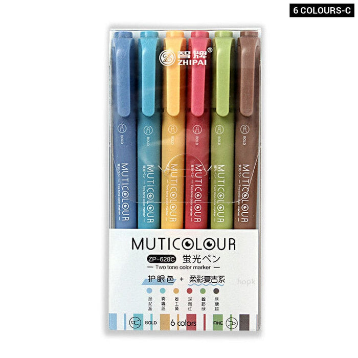 Morandi Retro Double Headed Highlighter Pen Set 6/24 Colours