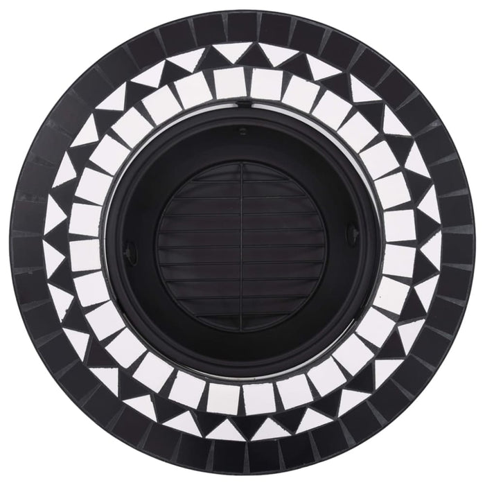 Mosaic Fire Pit Black and White Ceramic Alixo
