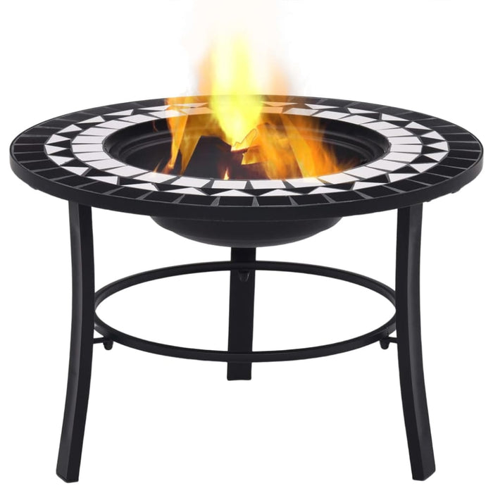 Mosaic Fire Pit Black and White Ceramic Alixo