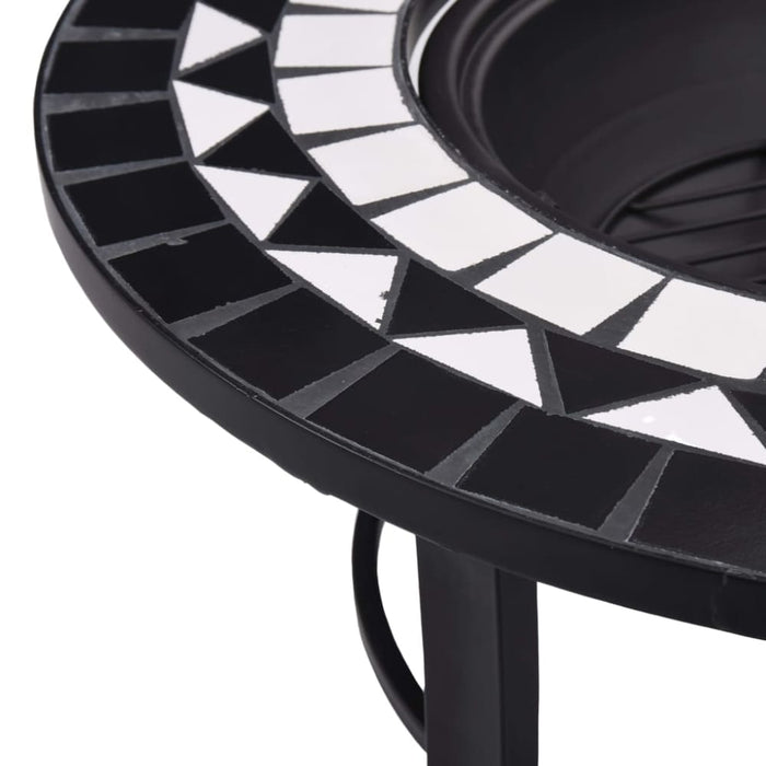 Mosaic Fire Pit Black and White Ceramic Alixo