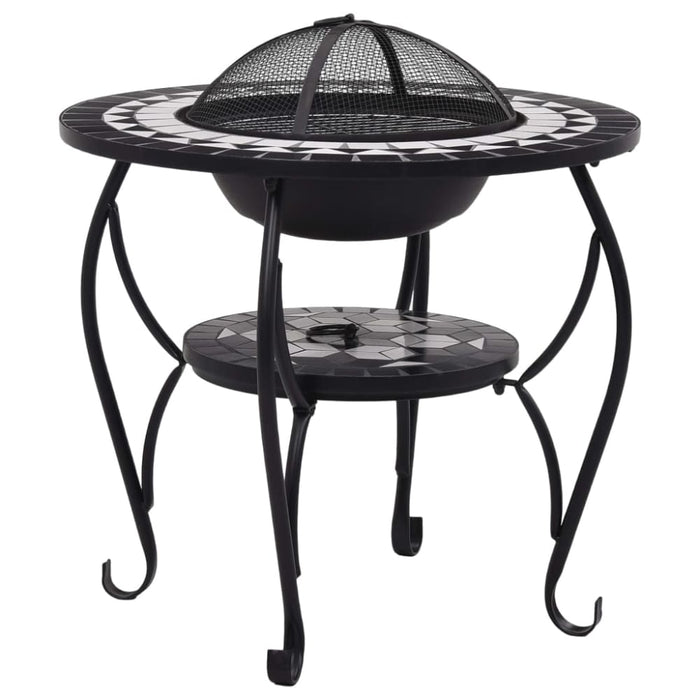 Mosaic Fire Pit Table Black and Whiteceramic Alixp
