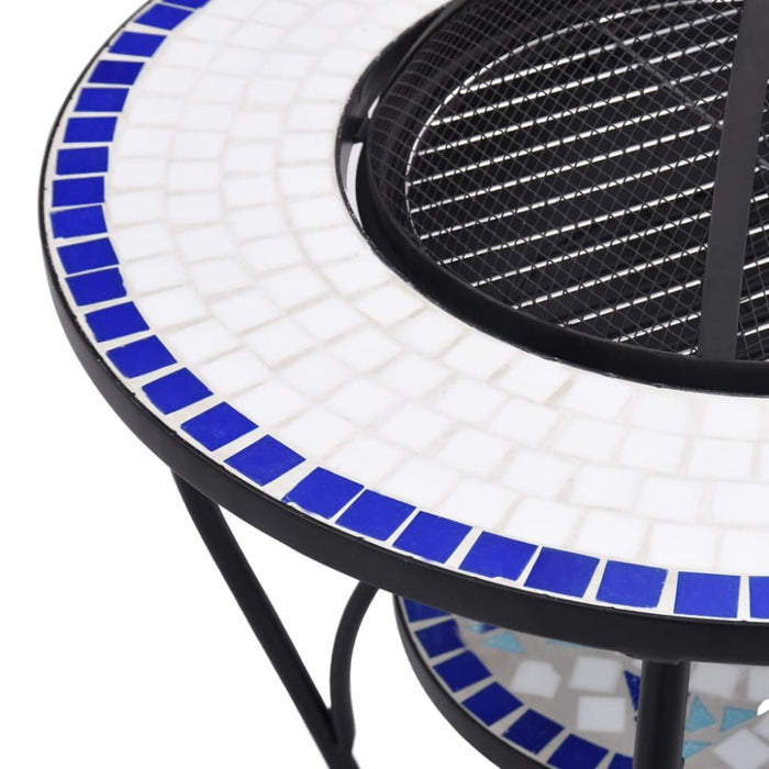 Mosaic Fire Pit Table Blue and Whiteceramic Alixa