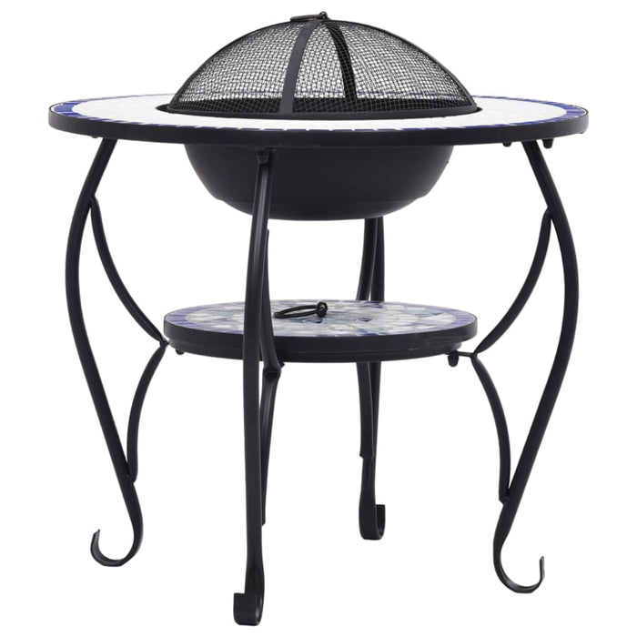 Mosaic Fire Pit Table Blue and Whiteceramic Alixa