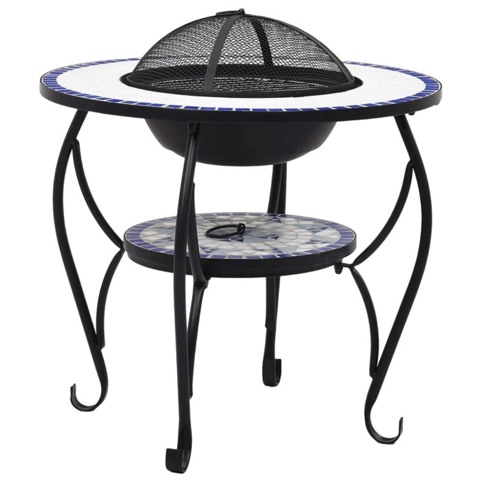 Mosaic Fire Pit Table Blue and Whiteceramic Alixa