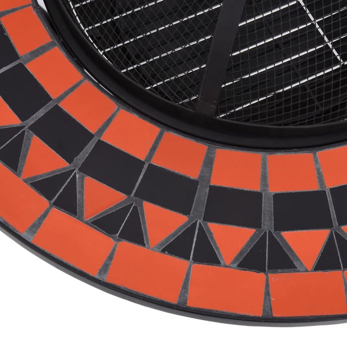 Mosaic Fire Pit Table Terracotta and Whiteceramic Alixl