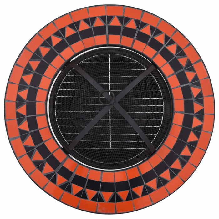 Mosaic Fire Pit Table Terracotta and Whiteceramic Alixl