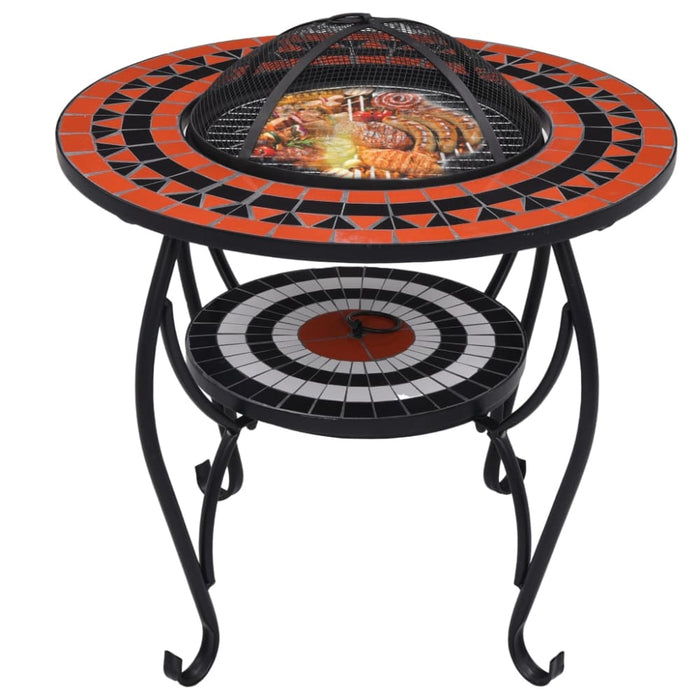 Mosaic Fire Pit Table Terracotta and Whiteceramic Alixl