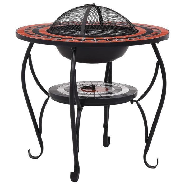 Mosaic Fire Pit Table Terracotta and Whiteceramic Alixl