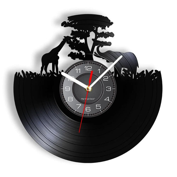 Mother and Baby Giraffe Elephant Wall Clock