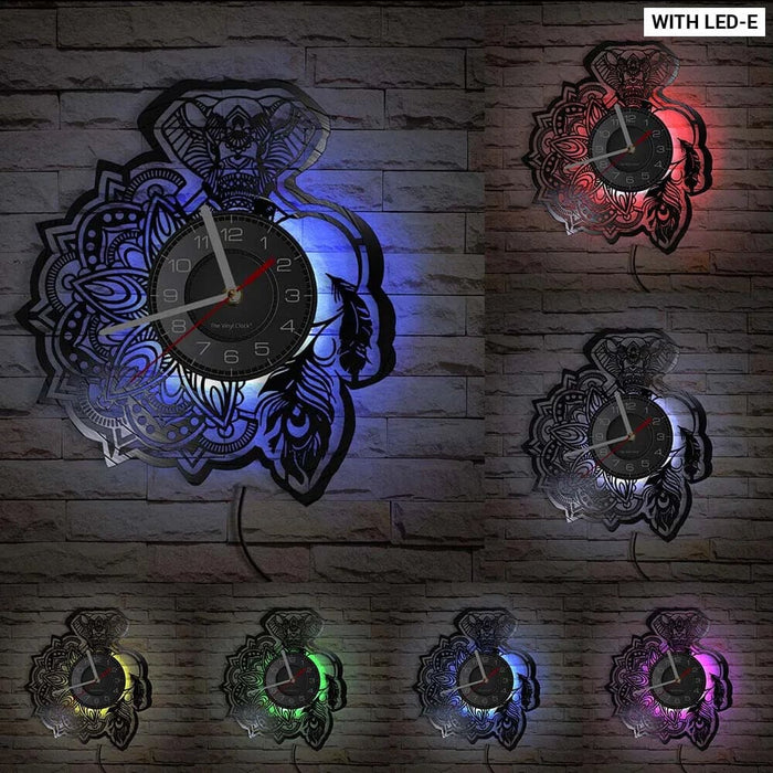 Mother and Baby Giraffe Elephant Wall Clock