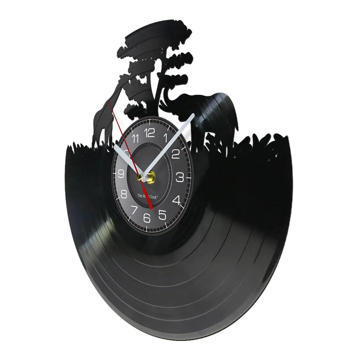 Mother and Baby Giraffe Elephant Wall Clock