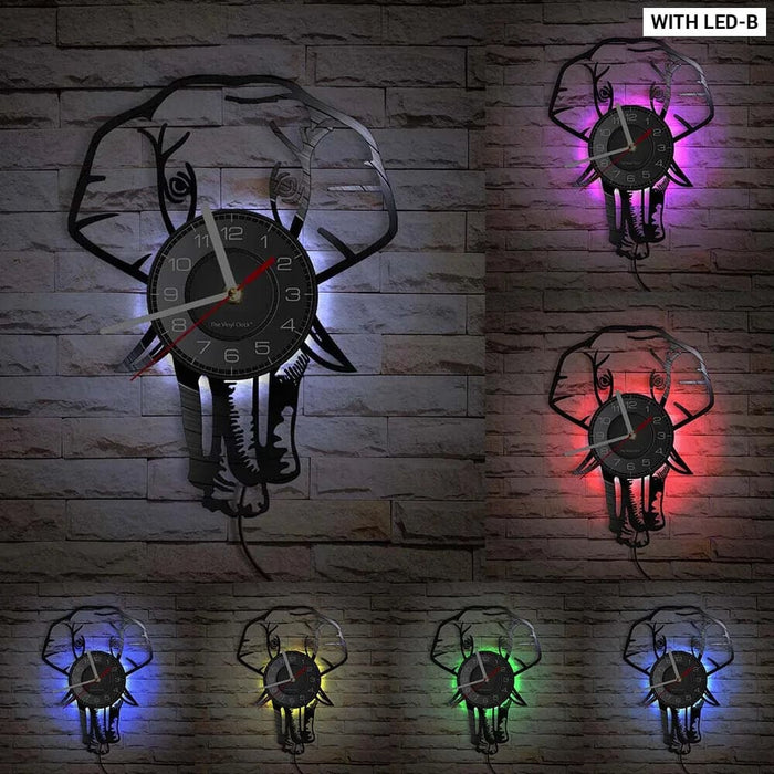 Mother and Baby Giraffe Elephant Wall Clock