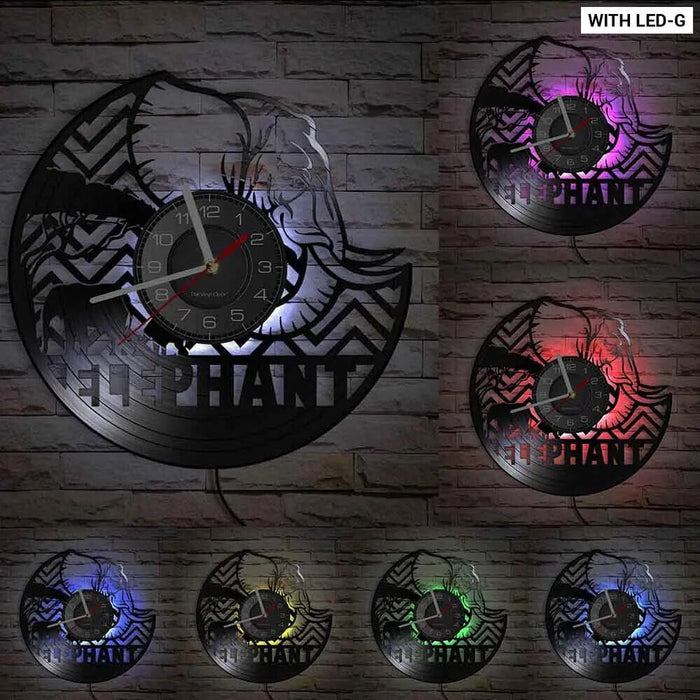 Mother and Baby Giraffe Elephant Wall Clock