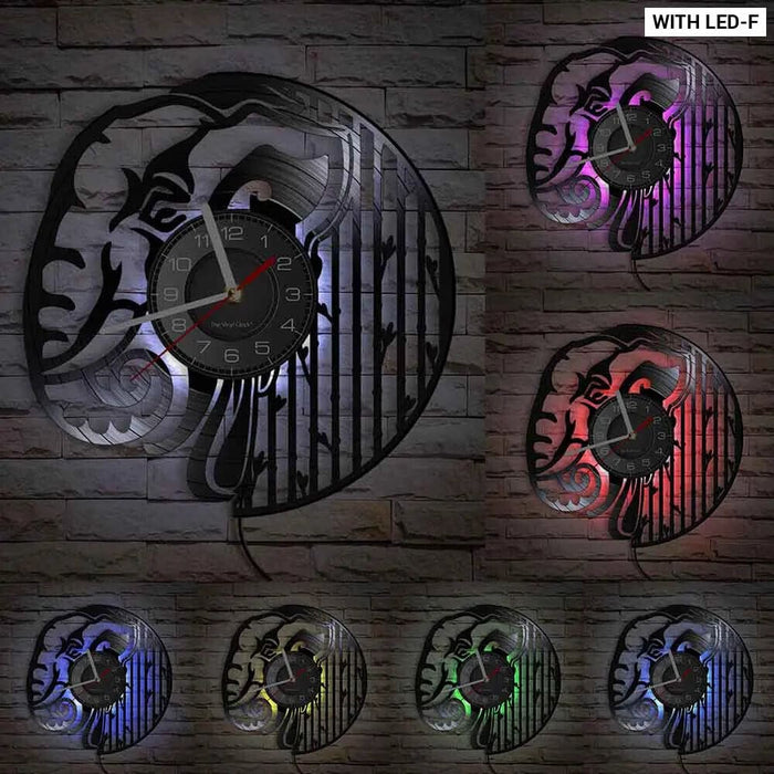 Mother and Baby Giraffe Elephant Wall Clock