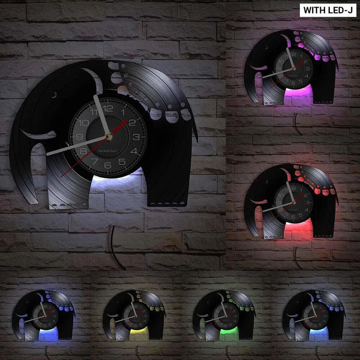 Mother and Baby Giraffe Elephant Wall Clock