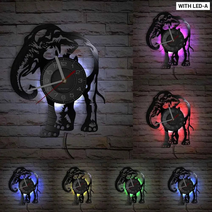 Mother and Baby Giraffe Elephant Wall Clock