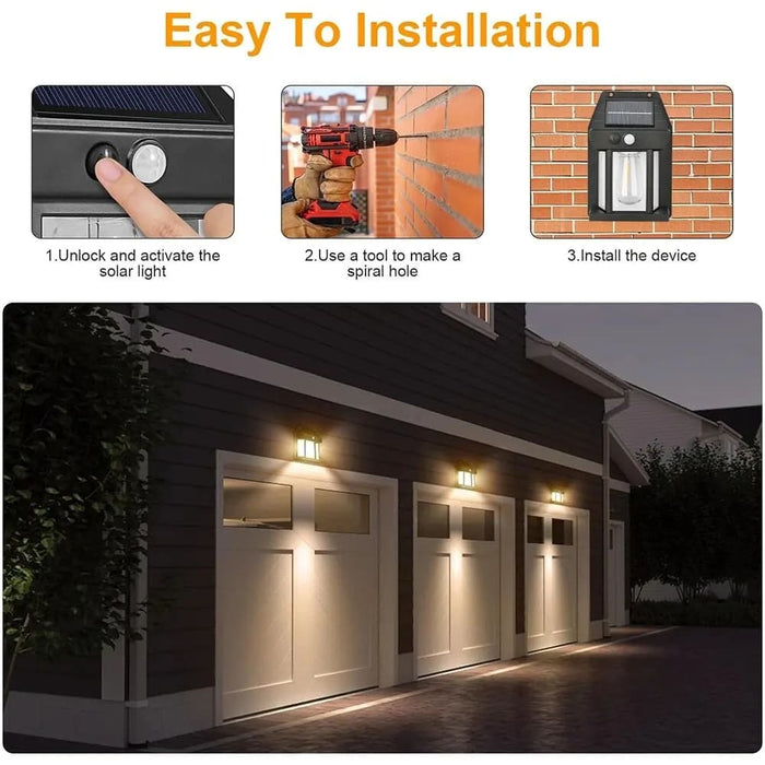 Motion Sensor Solar Wall Light For Outdoor Safety