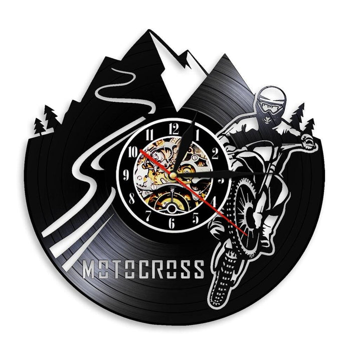 Motocross Bike Led Vinyl Record Wall Clock Boy Room Home